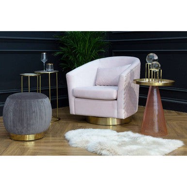 Plazoni Pink Velvet Chair With Gold Base