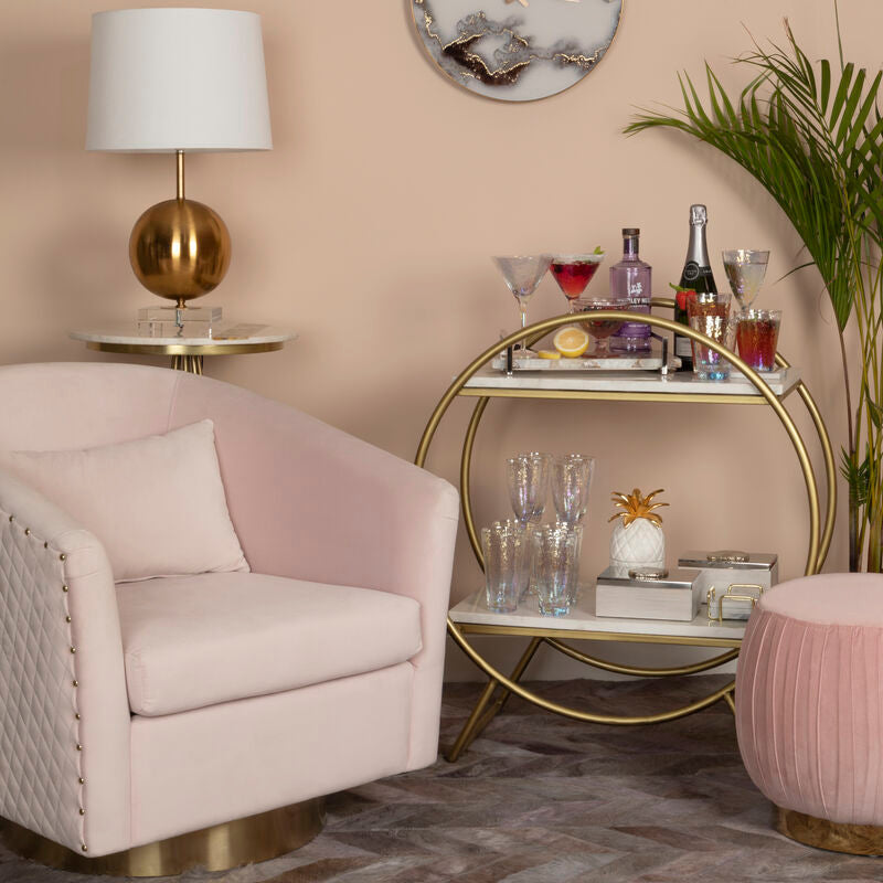 Plazoni Pink Velvet Chair With Gold Base