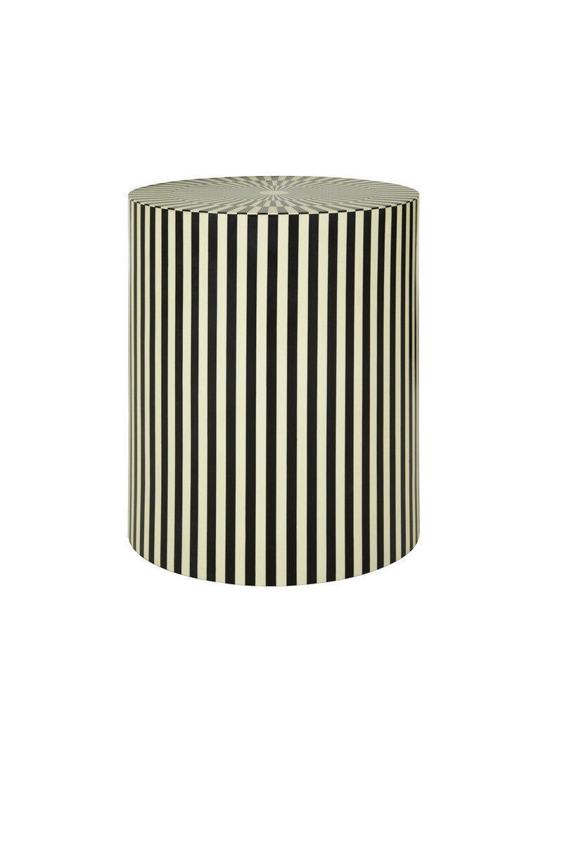 Ivory and Black Resin Table and Stool | Hassa