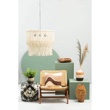 Green and Cream Resin Tile Geometric Side Table with Hexagonal Design | Marlox