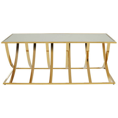 Gold Coffee Table with Mirrored Top, Reena