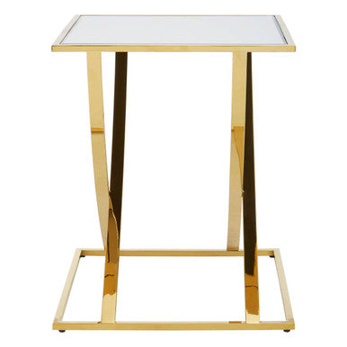 Gold Square Side Table with Stainless Steel Frame, Reena