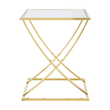 Gold Square Side Table with Stainless Steel Frame, Reena