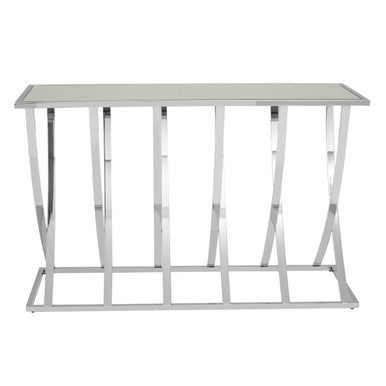 Silver Console Table with Mirrored Top, Reena