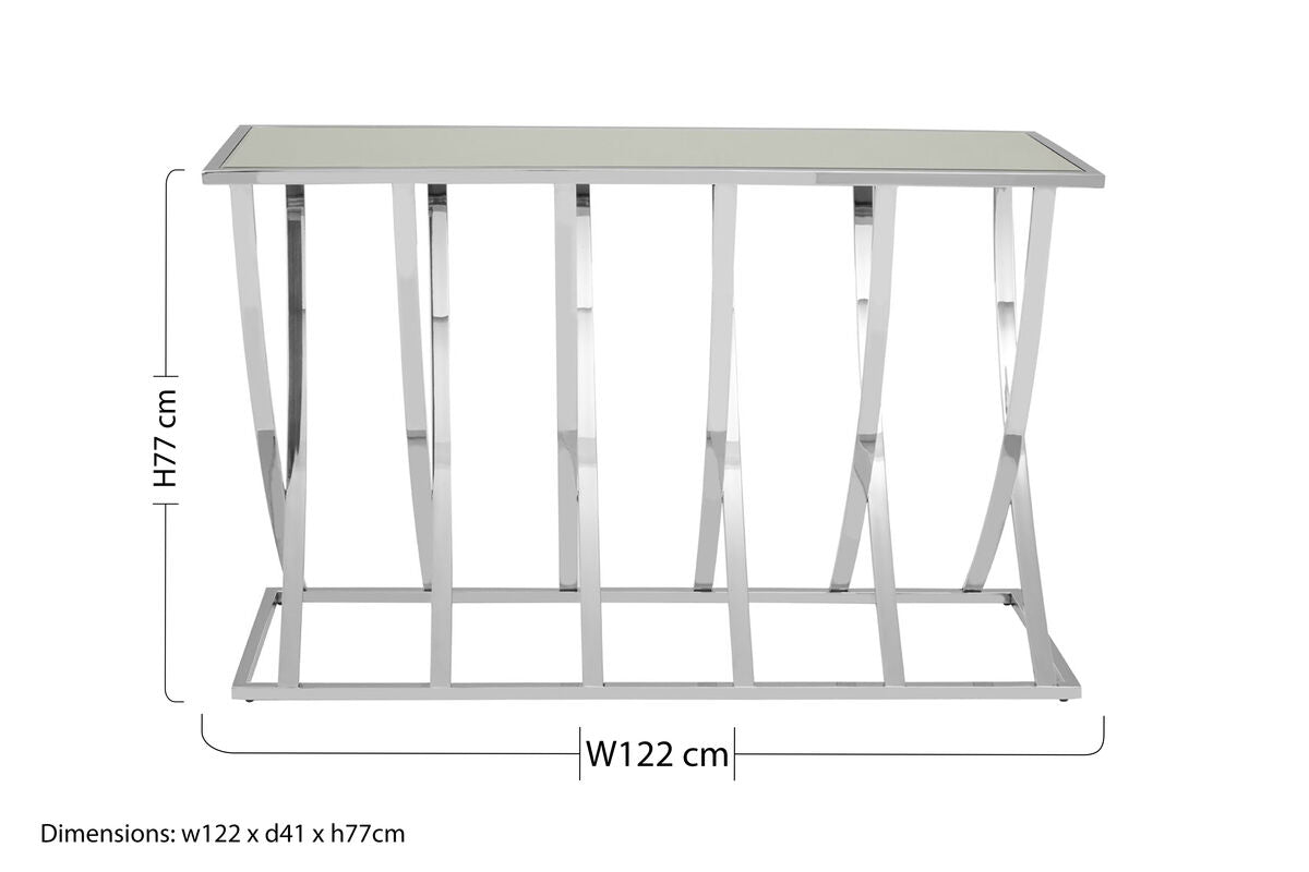 Silver Console Table with Mirrored Top | Reena