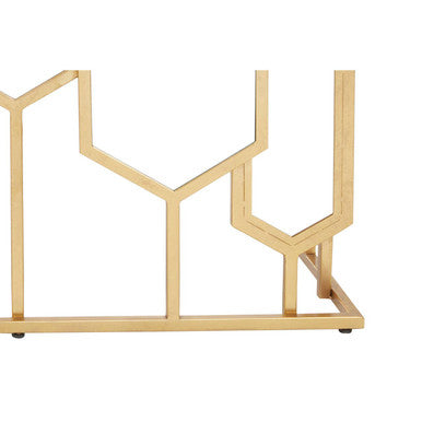 Gold Finish Iron Frame Console Table with Rectangular Mirrored Top | Rio