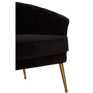 Hendricks Black Velvet Chair With Gold Finished Legs