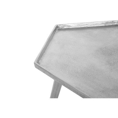 Silver Set of 2 Hexagonal Side Tables with Textured Tops and Splayed Legs | Halle