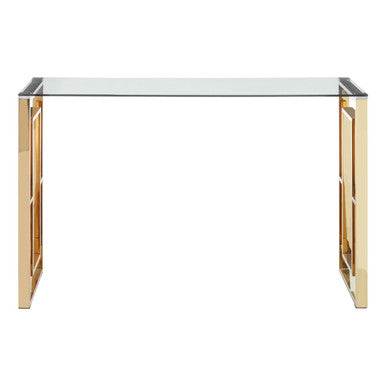 Allure Console Table With Gold Legs And Glass Top
