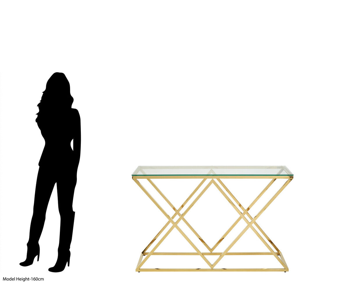 Allure Gold Finish Console Table