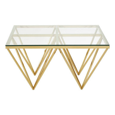 Allure Gold Finish Prismaric Square Coffee Table