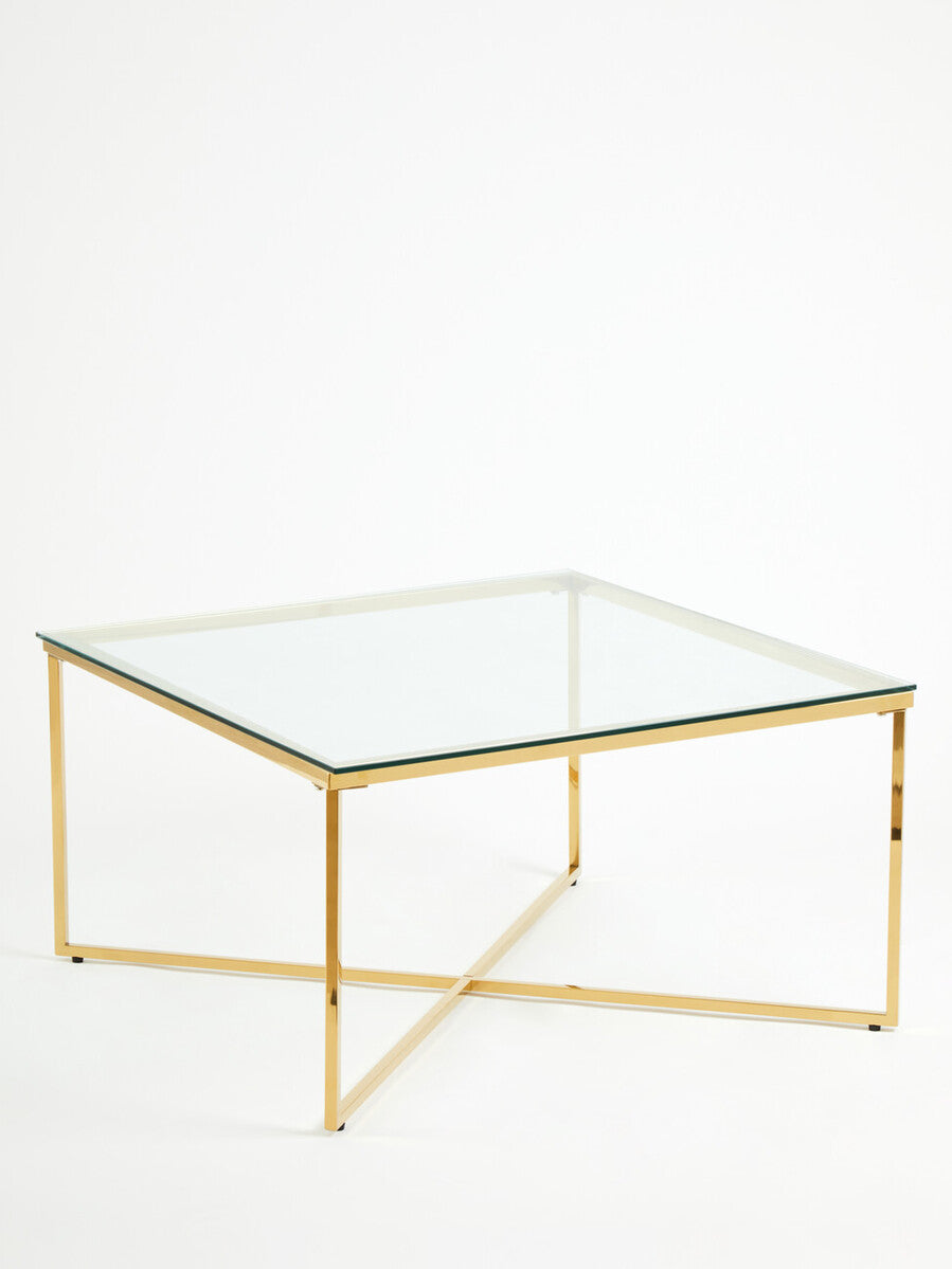 Allure Gold Finish Cross Base Coffee Table