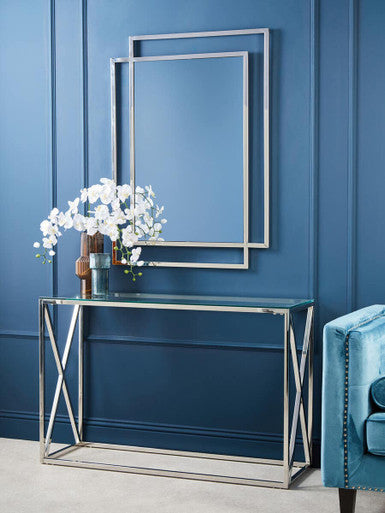 Allure Silver Cross Design Console Table