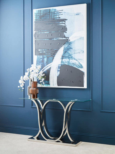 Allure Chrome  Curved Base Console Table
