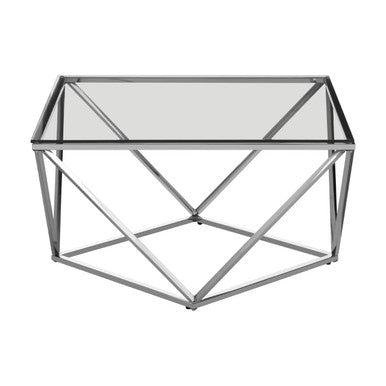Silver Twist Design Large Coffee Table with Tempered Glass Top | Allure
