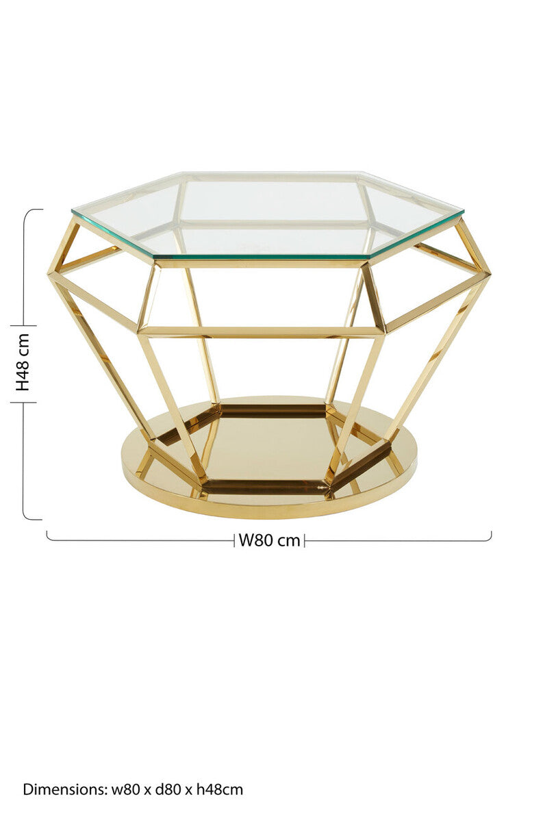 Allure Large Gold Finish Diamond End Table