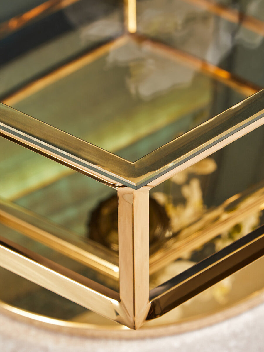 Allure Large Gold Finish Diamond End Table