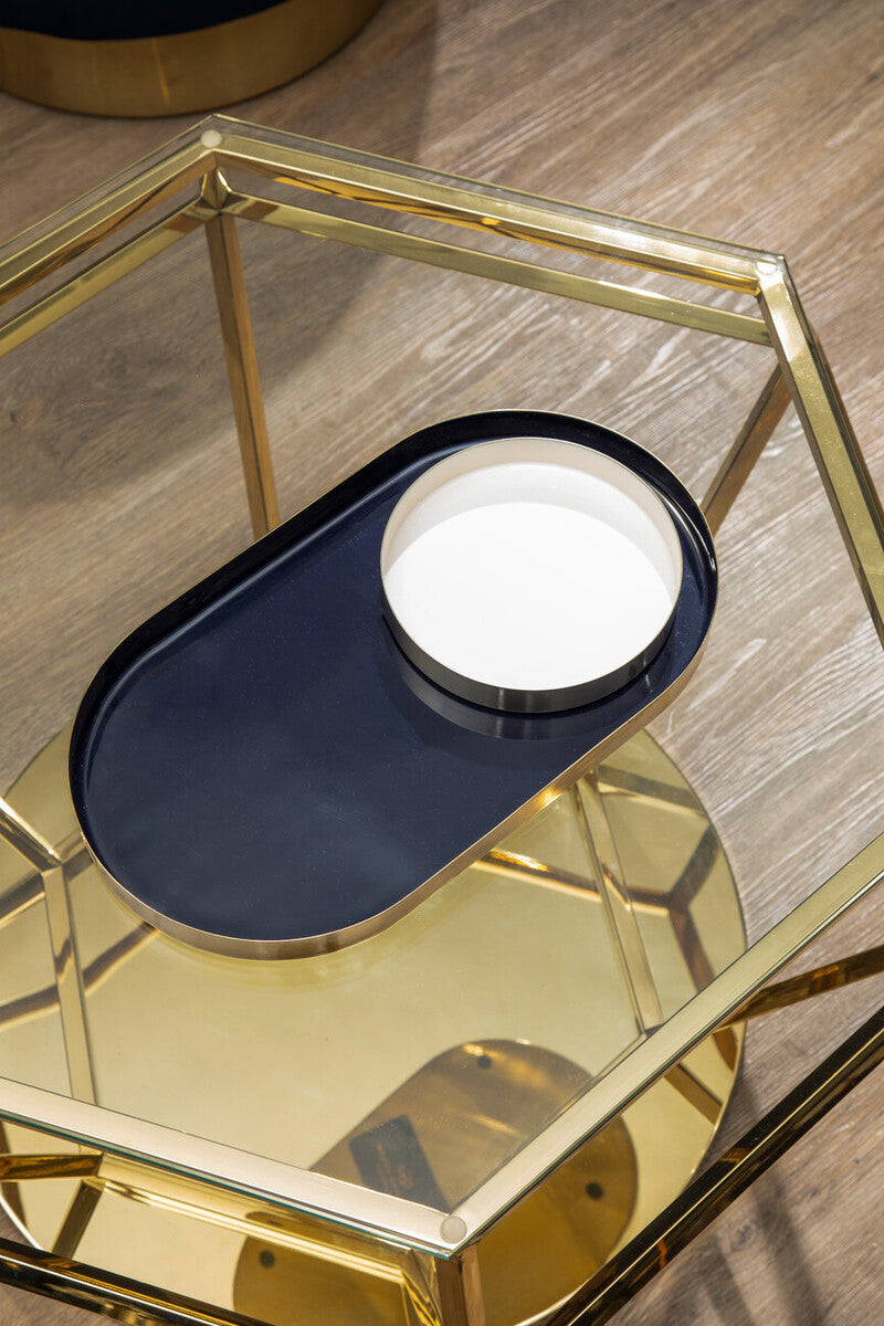 Allure Large Gold Finish Diamond End Table