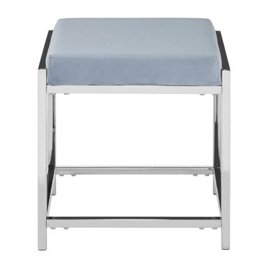Powder Blue Velvet And Silver Stool | Allure