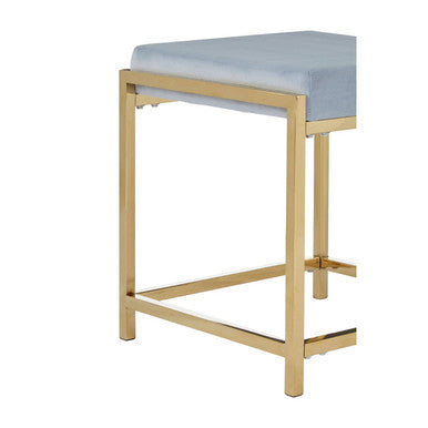 Allure Powder Blue Velvet And Gold Stool