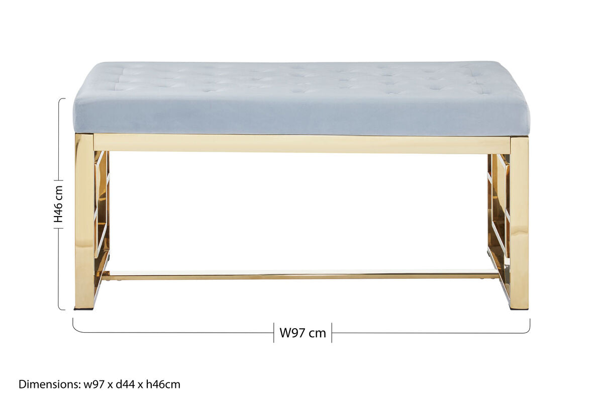 Allure Powder Grey Tufted Bench