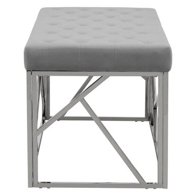 Allure Powder Blue Velvet Bench with Geometric Frame
