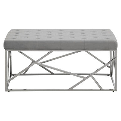 Allure Powder Blue Velvet Bench with Geometric Frame