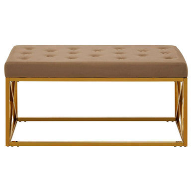 Allure Mink Velvet Gold Finish Bench