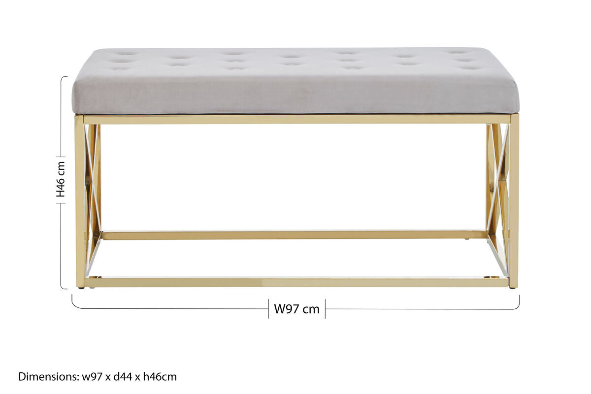 Allure Mink Velvet Bench with Button Tufting