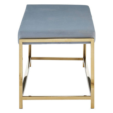 Allure Gold and Powder Blue Velvet Bench with Cushion