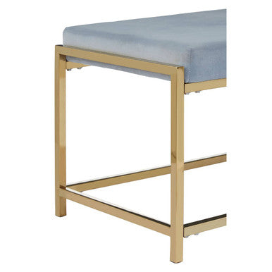 Allure Gold and Powder Blue Velvet Bench with Cushion