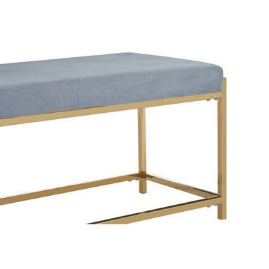 Allure Gold and Powder Blue Velvet Bench with Cushion