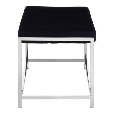 Allure Black Fabric Bench with Silver Metal Frame