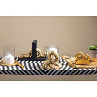 Boho Black and White Wooden Console Table