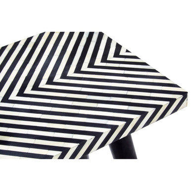 Boho Black and White Wooden Console Table