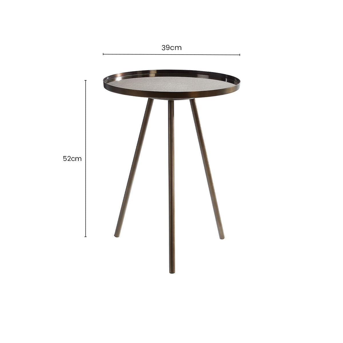 Black Finish Iron Metal Splayed Legs Side Table with Round Weathered Antique Glass Top | Corra