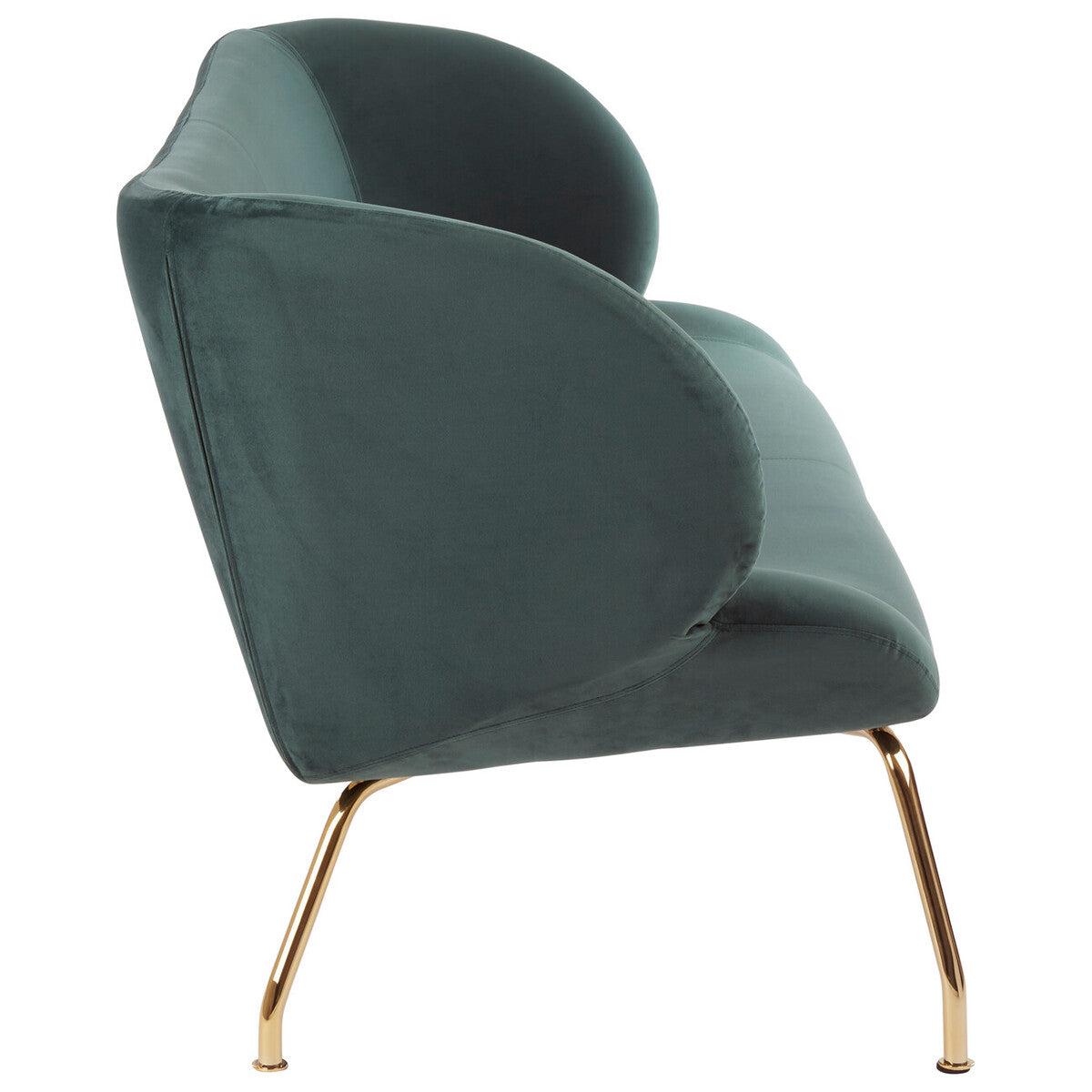 2 Seater Green Sofa with Curved Backrest | Kolding