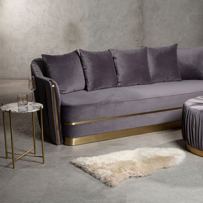 Natural and Gold Agate Top Side Table with Gold Steel Cross Base | Vita