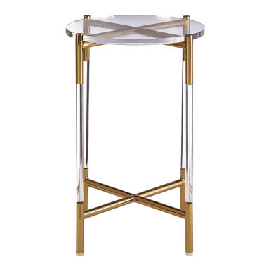 Gold Finish Side Table with Acrylic Accents, Miley