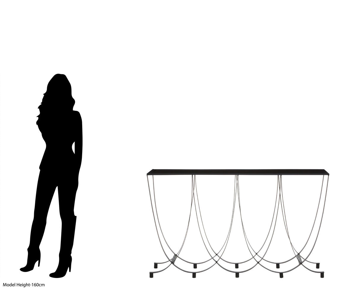 Trento Console Table With Black Glass Top