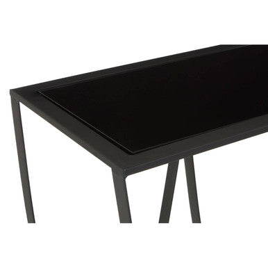 Trento Console Table With Black Glass Top