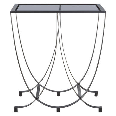 Trento Black Console Table With Grey Glass Top