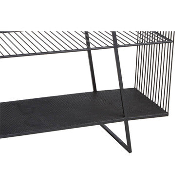 Grey Glass Console Table with Two Open Shelves and Black Metal Frame | Trento