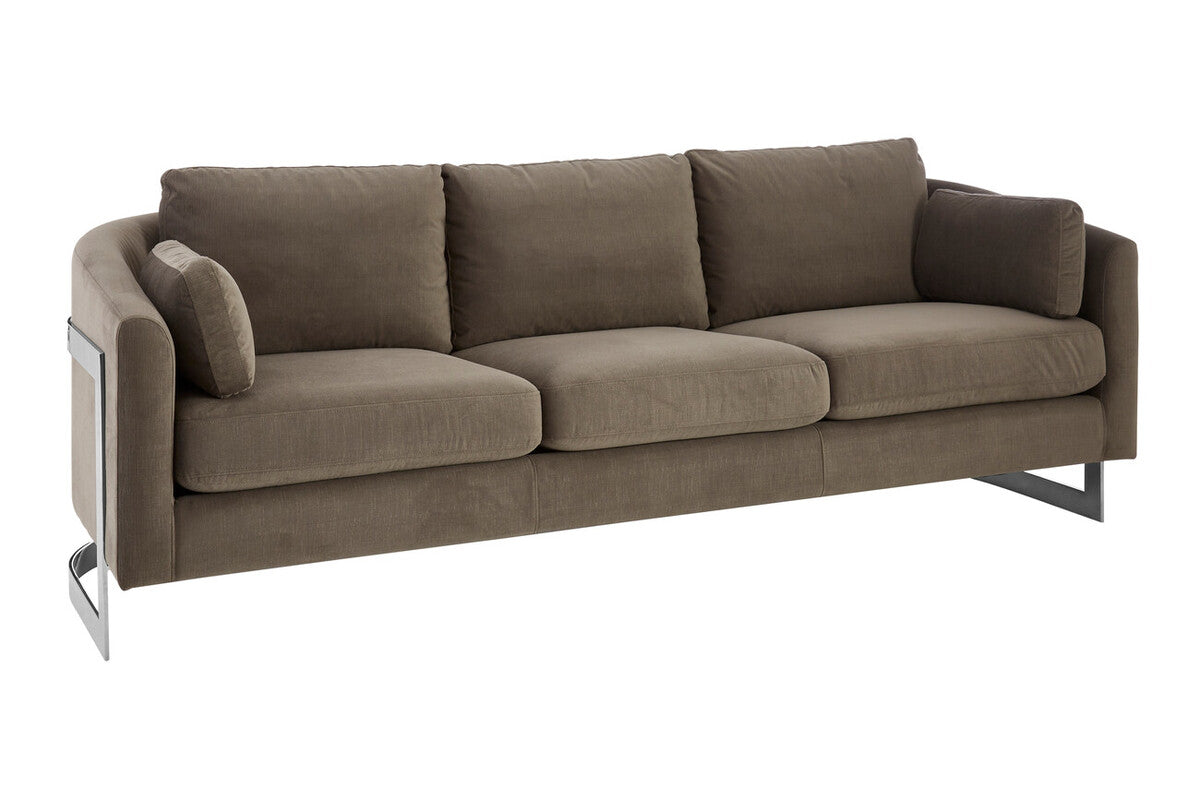3 Seater Dark Grey Cotton Velvet Sofa, Freda