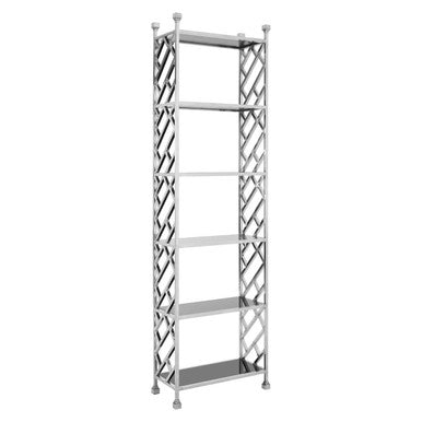 Horizon Silver and Black Glass 6 Tier Shelving Unit