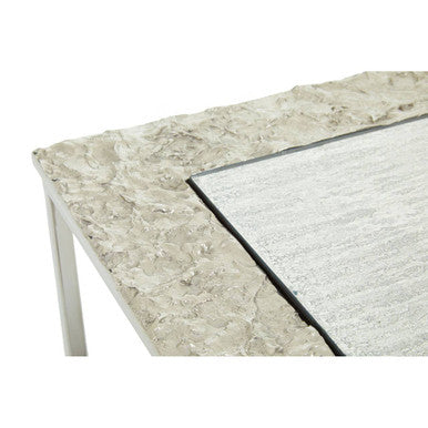 Antique Glass Top Rectangular Set of 3 Nesting Side Tables with Nickel and Gunmetal Frame | Akola