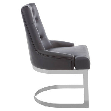 Tufted Black Faux Leather Dining Chair | Azalea
