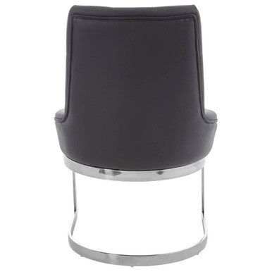 Tufted Black Faux Leather Dining Chair | Azalea