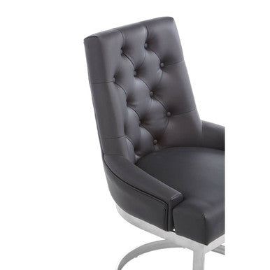 Tufted Black Faux Leather Dining Chair | Azalea