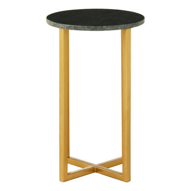 Green Small Round Marble Top Side Table with Gold Metallic Base | Templar